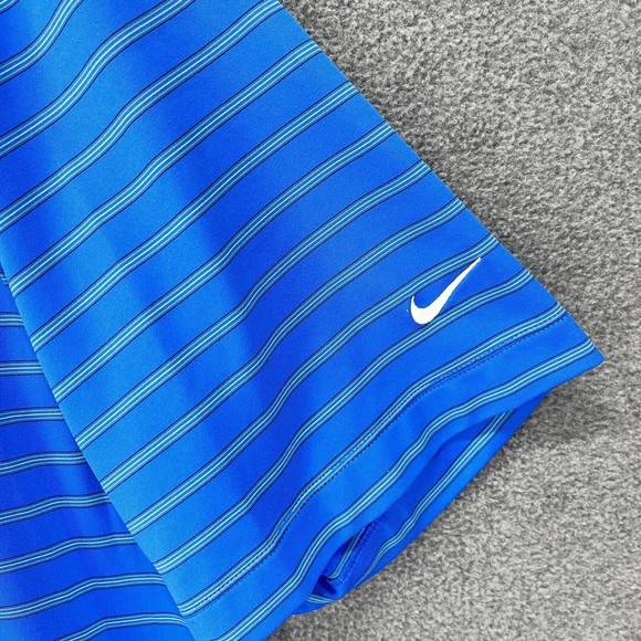 Nike Polo‎ Shirt Mens Size XL stripes Blue Golf Fit Dry short Sleeve henley - Picture 4 of 12